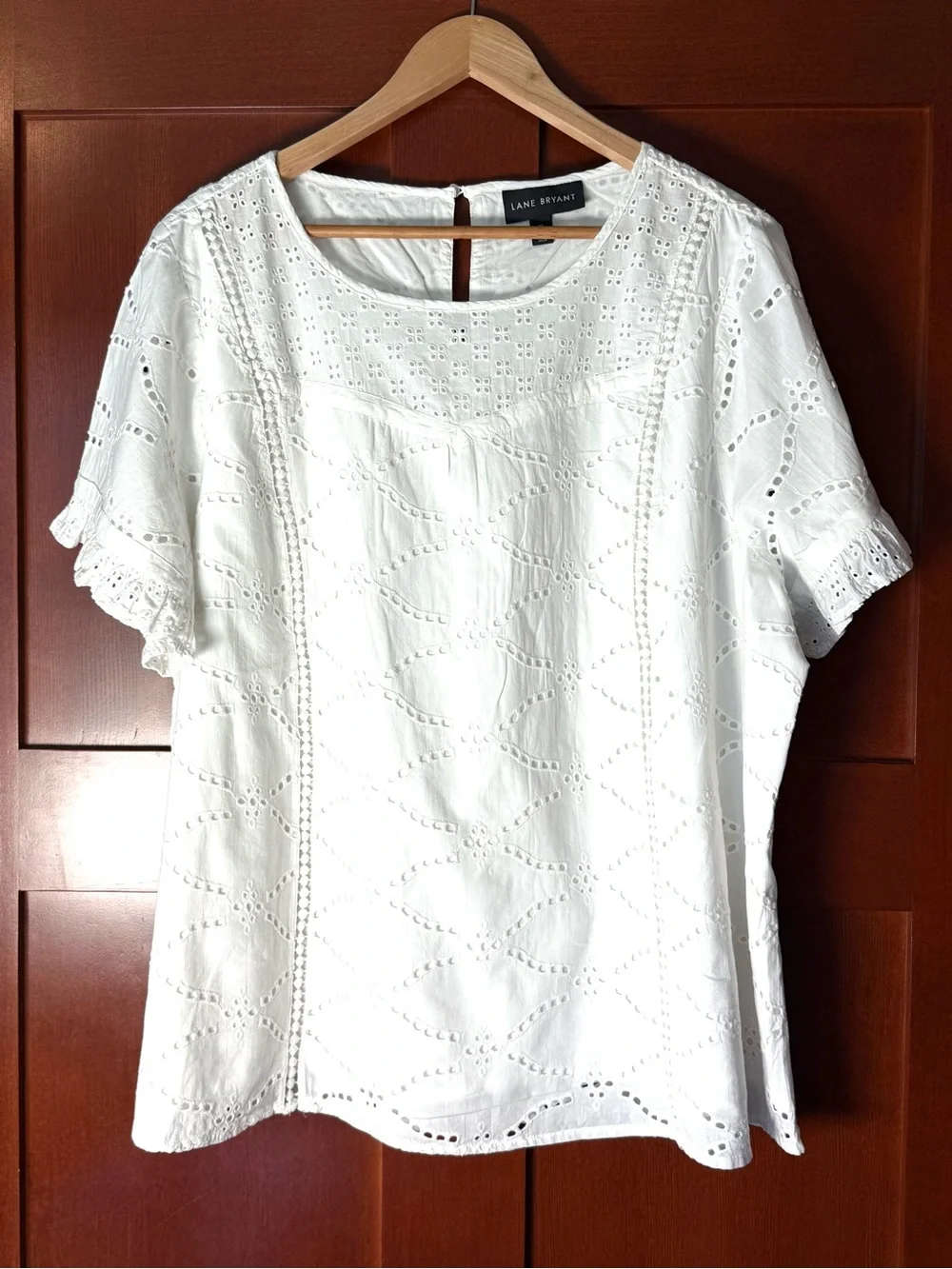 Lane Bryant White Cotton Eyelet Blouse Plus Size 20